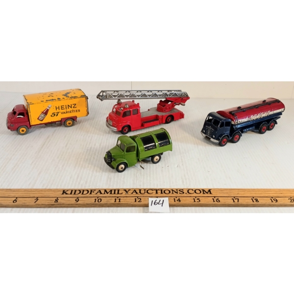 LOT OF 4 - DINKY TOYS DIECAST CARS - HEINZ BEDFORD, FIRE TRUCK, REGENT TANKER & GARBAGE TRUCK