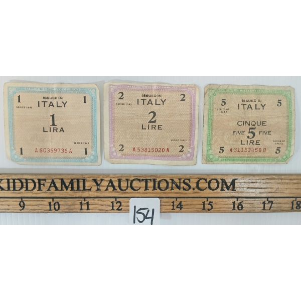 LOT OF 3 - 1943 ITALIAN ALLIED MILITARY BANK NOTES