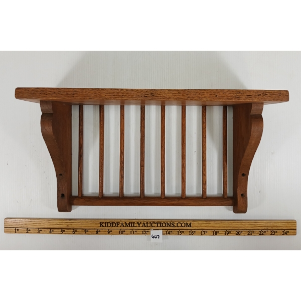 STAINED OAK WALL SHELF