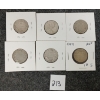 Image 2 : LOT OF 6 - CDN SILVER 25 CENT PCS - INCL 1881, 1913, 1921 & 1930, ETC