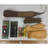 Image 1 : JOB LOT - PAIR OF GLOVES - RECOIL PAD - AMMO BELTS, ETC