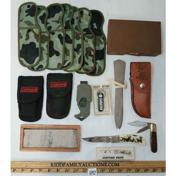 JOB LOT - KNIFE SHARPENING KITS, THROWING & FOLDING KNIVES, SHEATHS & POCKET TOOLS