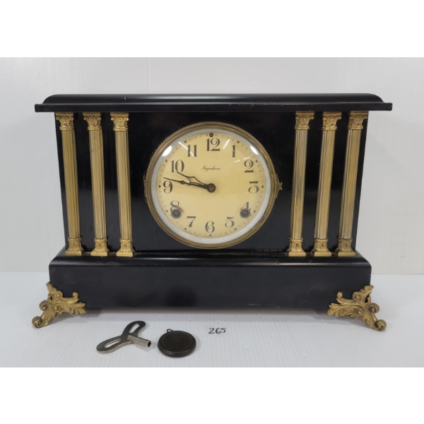 E. INGRAHAM BLACK MANTEL CLOCK