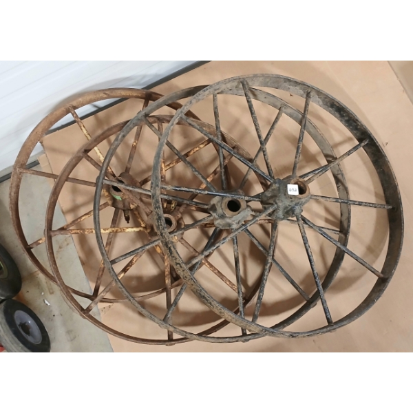 LOT OF 4 - STEEL WAGON WHEELS