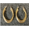 Image 1 : PAIR OF PLATINUM & 14K GOLD PLATED TRIPLE TWIST HOOP EARRINGS