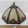 Image 2 : 8 PANEL WROUGHT IRON SLAG GLASS CHANDELIER