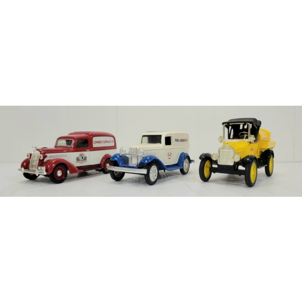 LOT OF 3 - ERTL & LIBERTY CLASSIC LENNOX FURNACE, SHELL & FINA DIECAST COIN BANKS