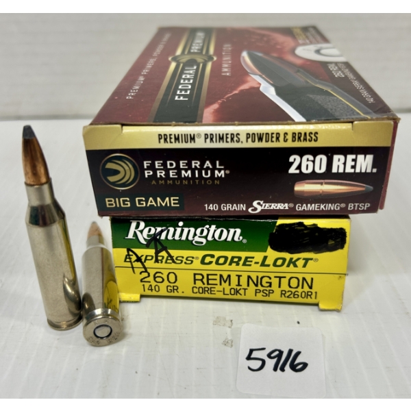 AMMO: 40X REMINGTON .260 REM - 140 GR.
