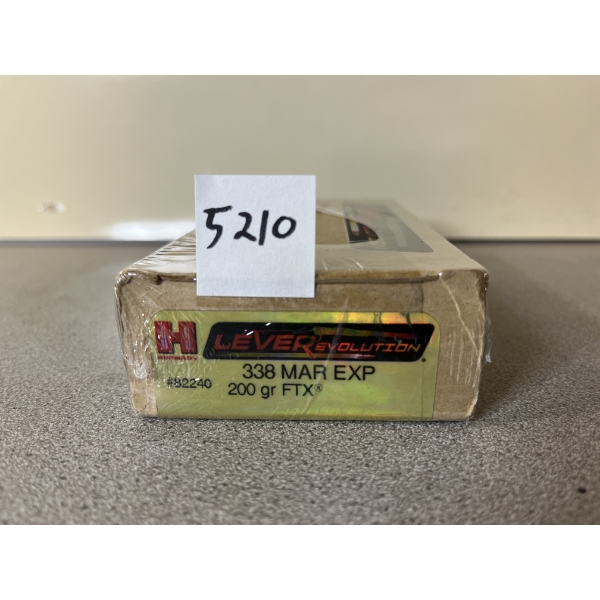 AMMO: 20X HORNADY .338 MAR EXP 200GR. FTX - SEALED