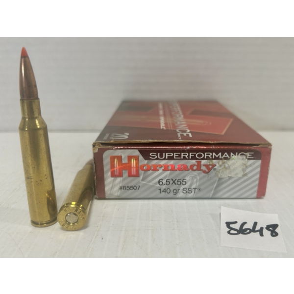 AMMO: 20X HORNADY 6.5X55 SWED 140GR.
