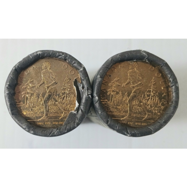 LOT OF 2 -  ROLLS OF 1981 RCM $1 COINS - TERRY FOX
