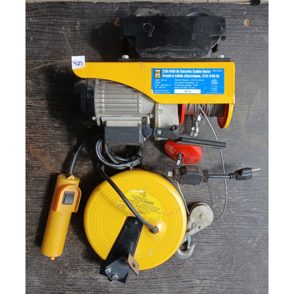 POWERFIST 220/440 LBS ELECTRIC CABLE HOIST - 120V