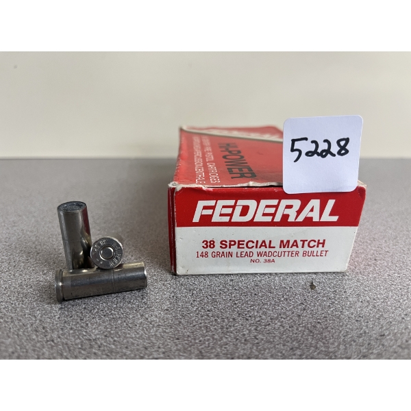 AMMO: 30X FEDERAL .38 SPECIAL MATCH 148 GR. LEAD WAD CUTTER 