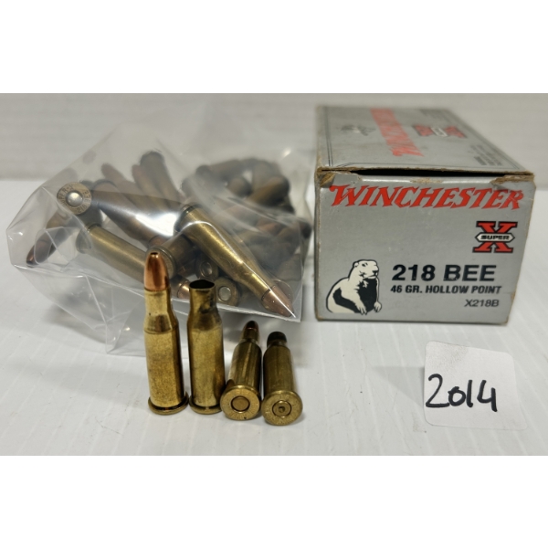 AMMO / BRASS: 37X LIVE & 29X BRASS WINCHESTER .218 BEE - 46 GR HP