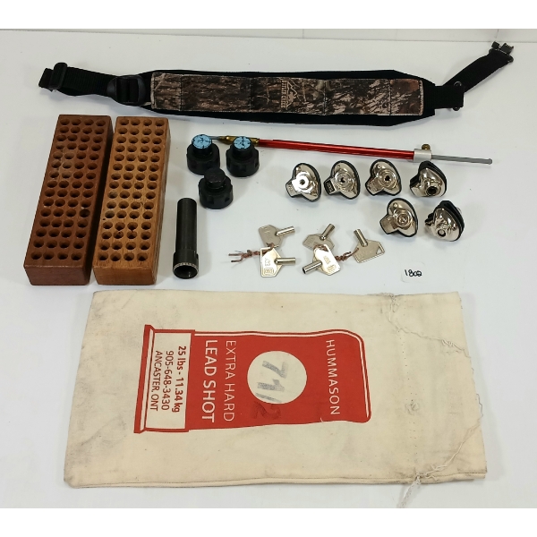 JOB LOT - GUN LOCKS, LEAD SHOT BAG, BUTLER CREEK SLING, ETC 
