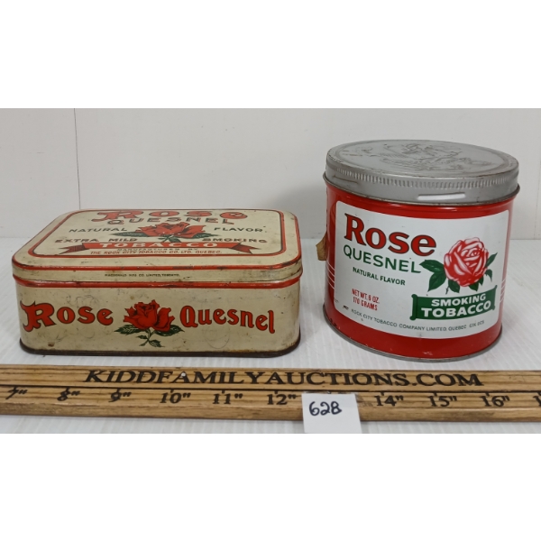 LOT OF 2 - ROSE TOBACCO TINS - MFG QUEBEC