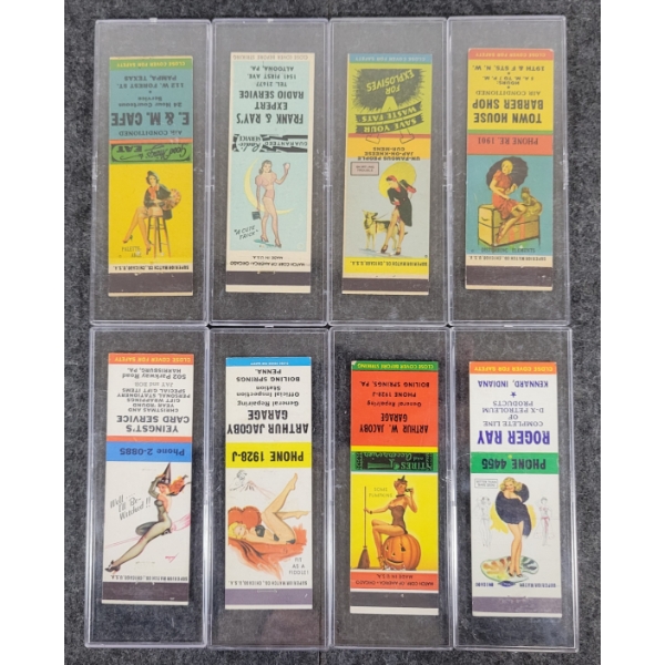 LOT OF 8 - PIN-UP ADVERTISING MATCHBOOK PACKAGES - MATCH CORP OF AMERICA., ETC