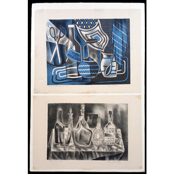 LOT OF 2 - "BOTTLES NO. 2" & "STILL LIFE W/ SCISSORS" BY HARRY BRUDSKY - PRINTS