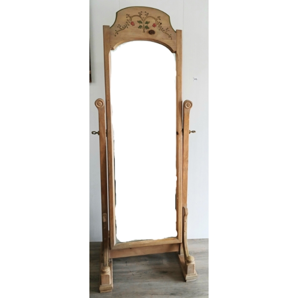 FLORAL MOTIF FULL LENGTH SWIVEL MIRROR - WASHED PINE