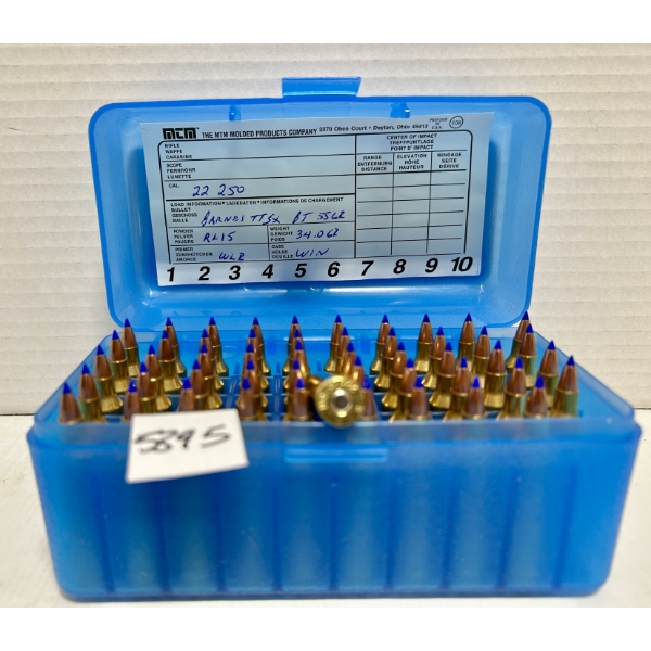 AMMO: 50X .22-250 REM 55GR. - RELOADS 