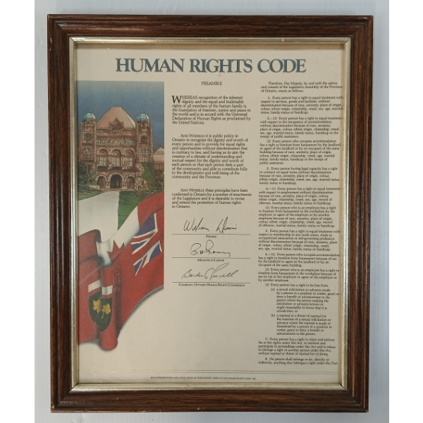 1951 ONTARIO HUMAN RIGHTS CODE - FRAMED