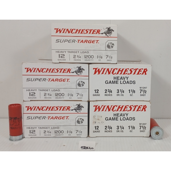 AMMO: 125X WINCHESTER HEAVY GAME LOADS 12GA - 2 3/4IN - #7 1/2 SHOT