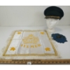 Image 1 : JOB LOT - SENIOR OFFICER CAP, CDN MEAT RATION TOKENS & RCAF SATIN PILLOW COVER