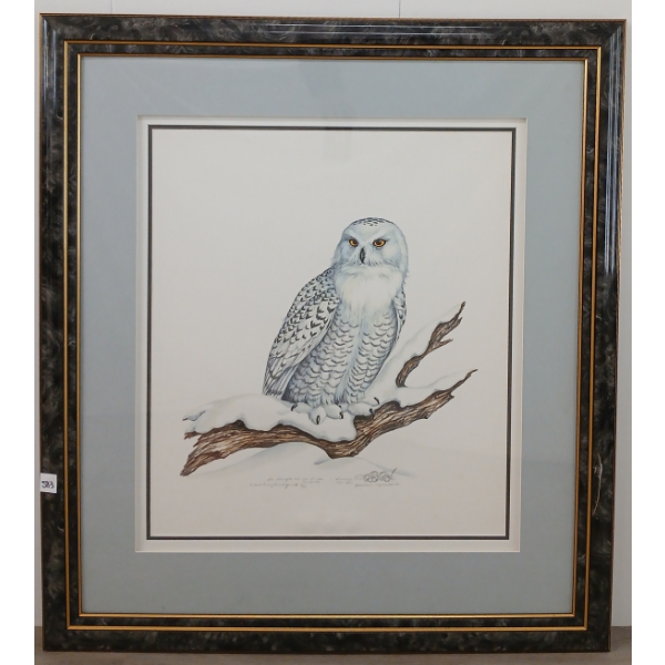  THE STRENGTH AND THE PRIDE SNOWY OWL  BY CHRISTINE MARSHALL (PRS CDN ARTIST) - FRAMED PRINT