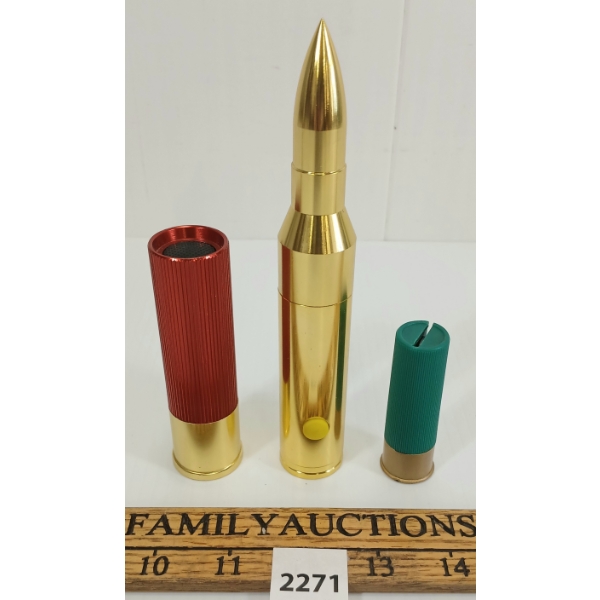 LOT OF 3 - BULLET FLASHLIGHTS & KNIVE