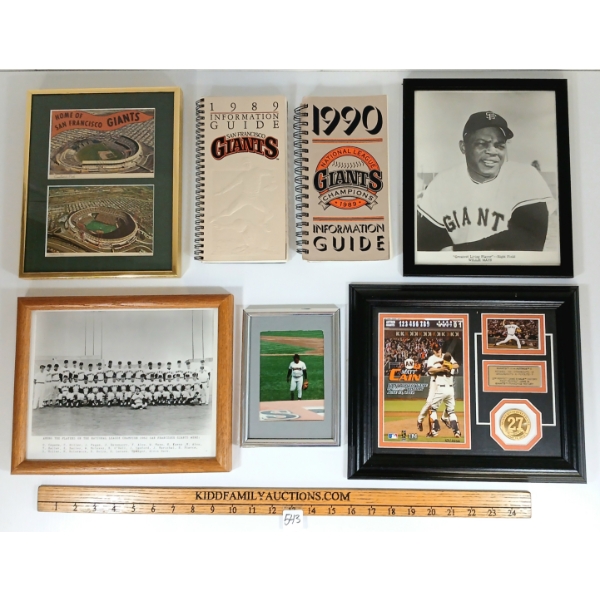 LOT OF 7 - SAN FRANCISCO GIANTS BASEBALL PROGRAMS, PLAQUES & PHOTOS