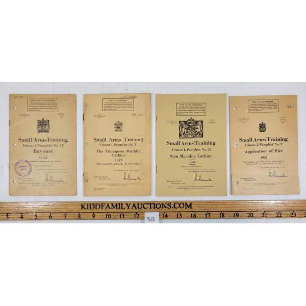 LOT OF 4 - WWII CDN SMALL ARMS TRAINING PAMPHLETS - INCL APPLICATION OF FIRE, ETC.