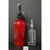 Image 2 : LOT OF 2 - UNMARKED - RED ALUMINUM & CLEAR - SELTZER BOTTLES