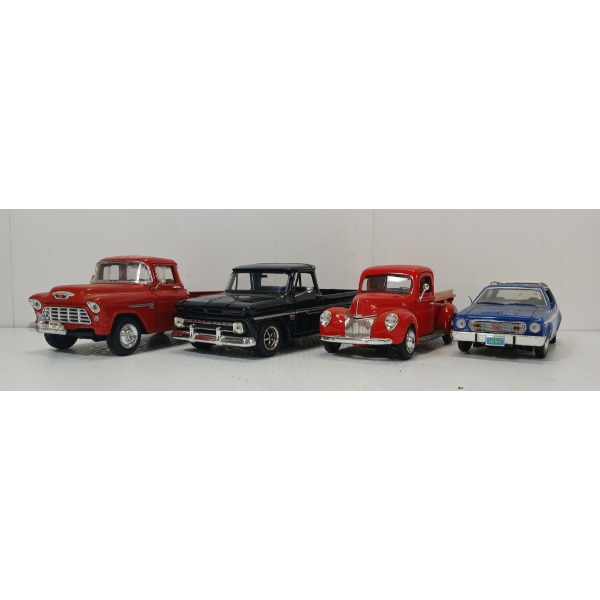 LOT OF 4 - MOTOR MAX DIECAST MODELS - '40 FORD PICK UP, '55 CHEVY STEPSIDE, ETC
