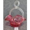 Image 3 : HAND BLOWN CRANBERRY GLASS BASKET