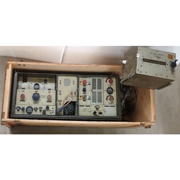 LOT OF 5 - WWII CDN WIRELESS SET NO. 9 MK I RECEIVER, SUPPLY UNIT, SENDER & COIL AERIAL TUNING