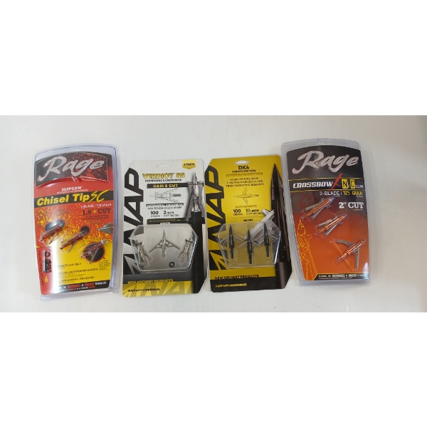 LOT OF 4 - RAGE & NAP DK4 BROADHEADS - NIB