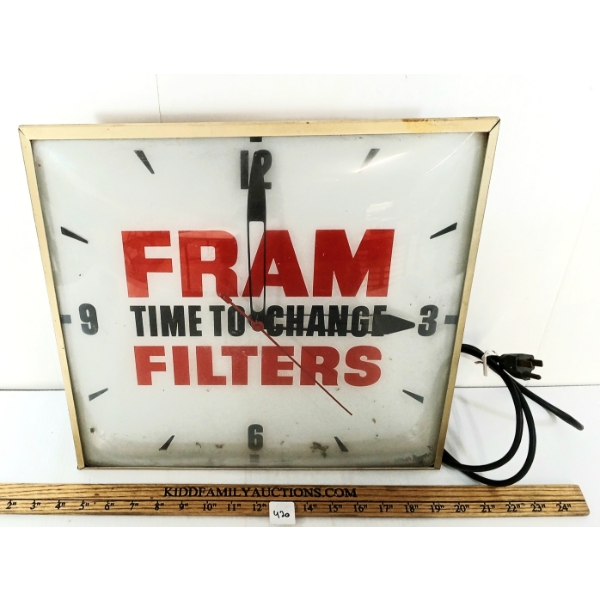 FRAM TIME TO CHANGE FILTERS LIGHT UP WALL CLOCK