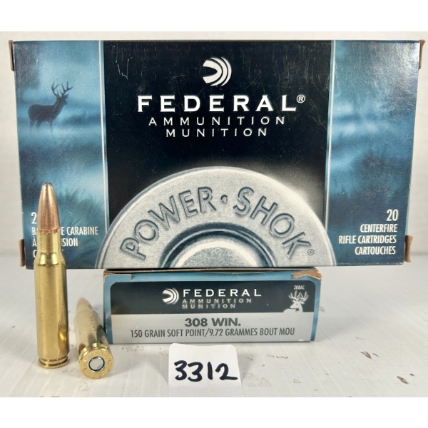 AMMO: 40X FEDERAL .308 WIN - 150 GR SP