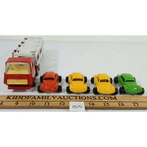 LOT OF 5 - TONKA SEMI TRAILER & CARS