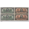 Image 1 : LOT OF 4 - 1937 CDN $1 & $2 BANKNOTES 