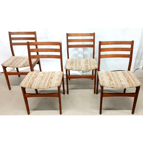LOT OF 4 - MID-CENTURY MODERN TEAK LADDERBACK CHAIRS