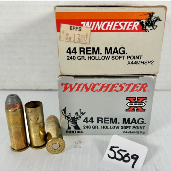 AMMO / BRASS: 27X LIVE & 4X BRASS WINCHESTER .44 REM MAG - 240 GR HP