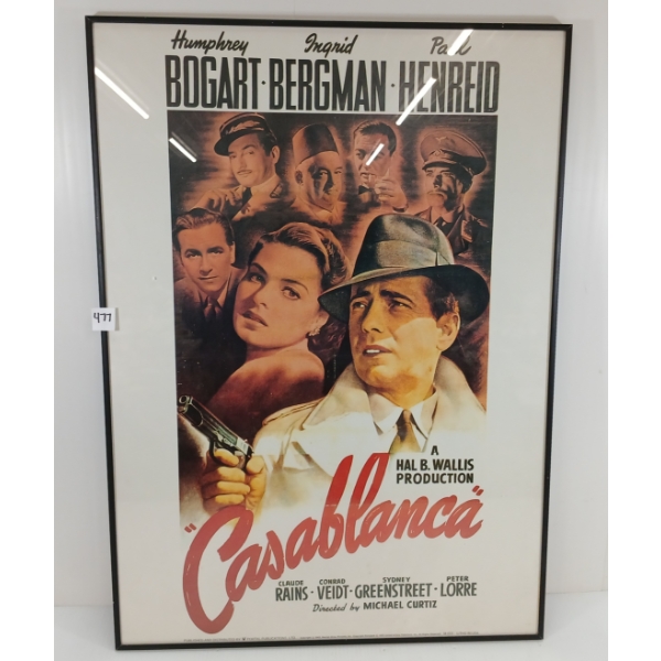 1943 WARNER BROS. "CASABLANCA" FRAMED MOVIE POSTER