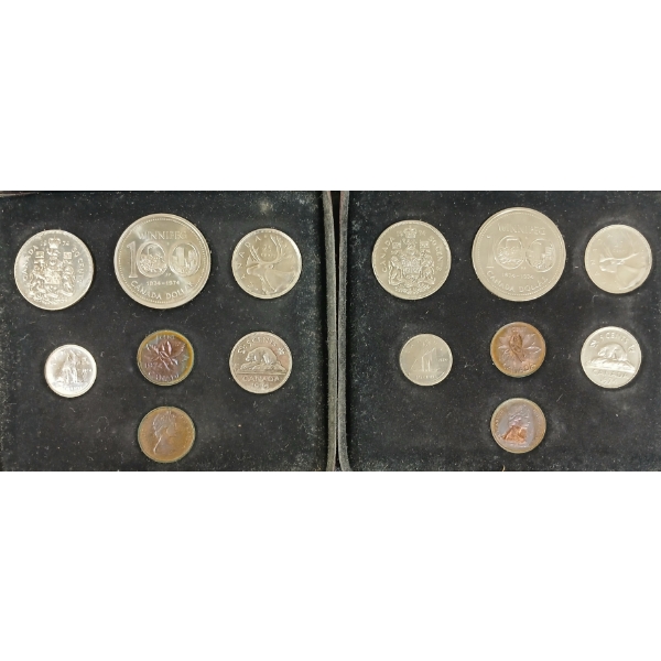 LOT OF 2 - 1974 CDN DENOMINATION SETS - WINNIPEG 100TH ANN.	
