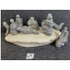 Image 7 : INUIT FAMILY & SEALS ON BASE BY UNKNOWN ARTIST - STONE & BONE