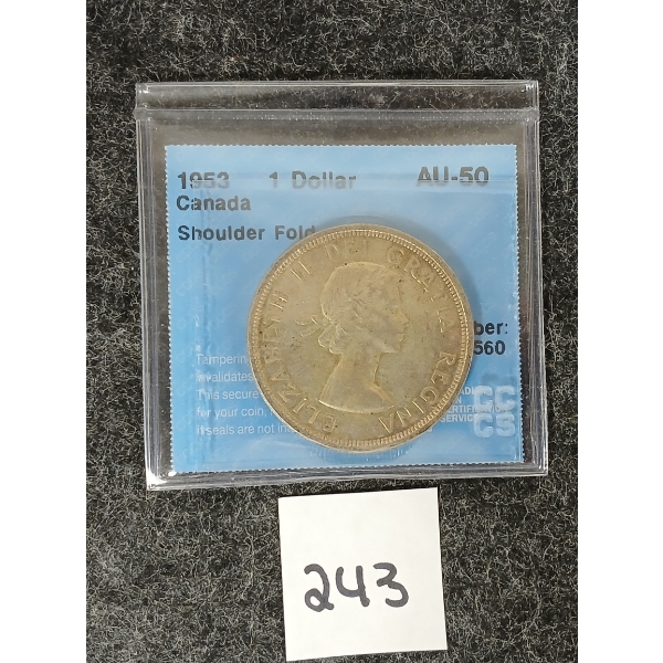 1953 CDN SILVER $1 COIN - CCCS GRADED