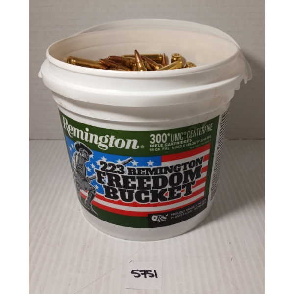 AMMO: APPROX 300X REMINGTON .223 REM - 55GR - FMJ - FREEDOM BUCKET 