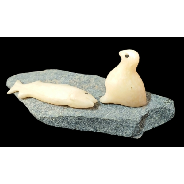 BIRD & FISH BY MAGGIE NAKOOLAK (PRS CDN ARTIST) - BONE & STONE