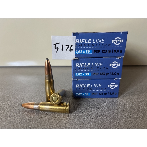 AMMO: 60X PPU 7.62X39 123GR. POINTED SOFT POINT