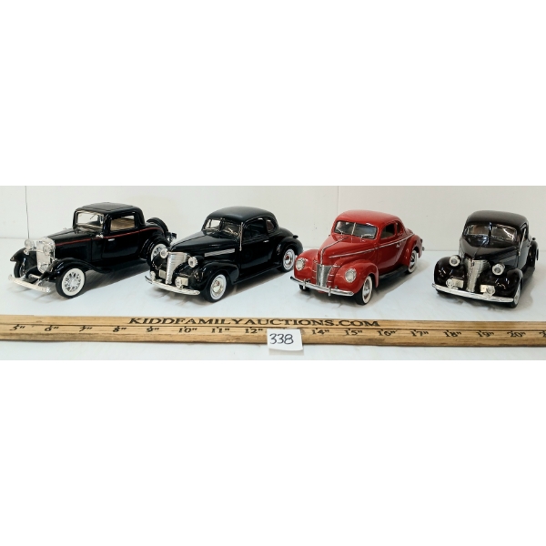 LOT OF 4 - 1932, 1939 & 1940 FORD & CHEVY COUPES DIECAST MODELS